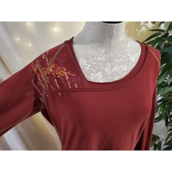 Mountain Hardwear Womens Organic Cotton Long Sleeve Top Size XL Thumbholes Red - Picture 5 of 12